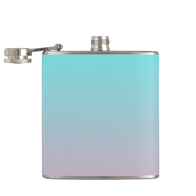 Aquamarin zu rosa, schlichter Hintergrund Flachmann (Geöffnet)