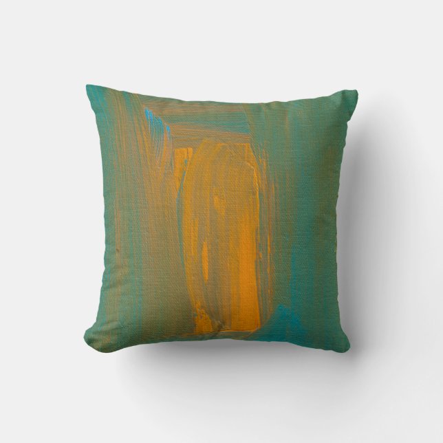 Aquamarin zum orange Throw-Kissen Kissen (Vorderseite)