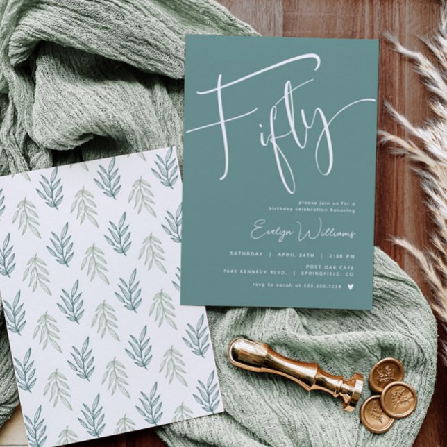 Aquamarine 50. Geburtstagseinladung Einladung (Von Creator hochgeladen)