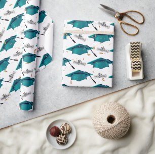 Aquamarine Abschlüsse mit Diplomen Geschenkpapier