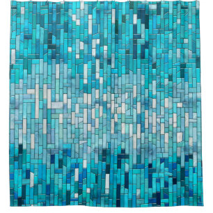 Aquamarine Abstrakt Mosaik Kunst, Dichtung und Mus Duschvorhang