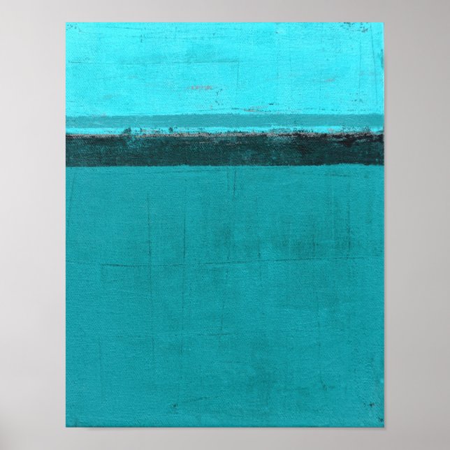 "Aquamarine Abstrakte Kunst aufgehoben" Poster (Vorne)