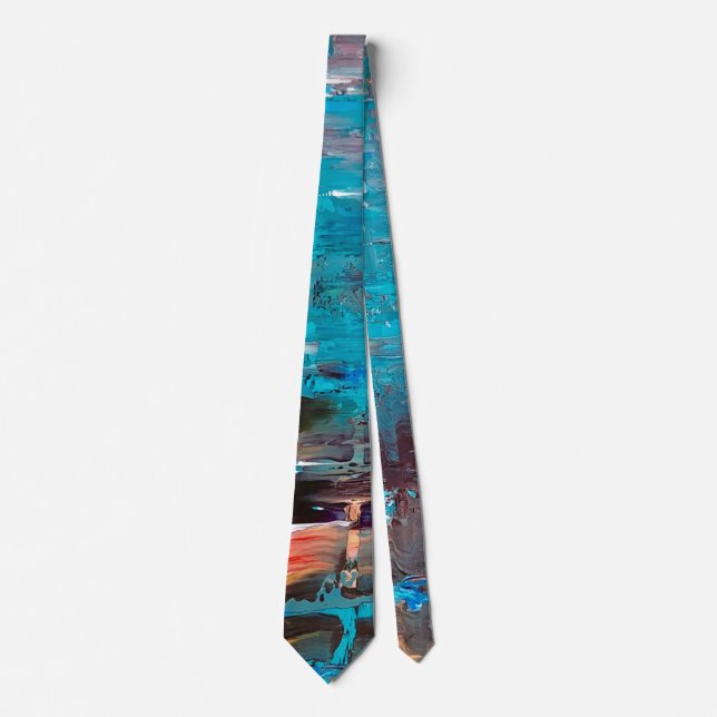 Aquamarine abstrakte Kunst-Krawatte Krawatte (Vorderseite)