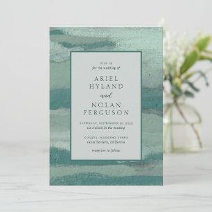 Aquamarine abstrakte Küste Chic Moderne Hochzeit Einladung