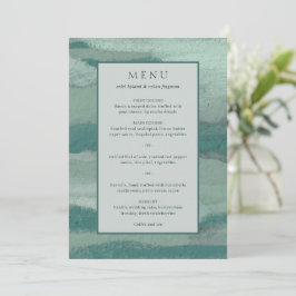 Aquamarine abstrakte Küste Chic Moderne Hochzeit Menükarte