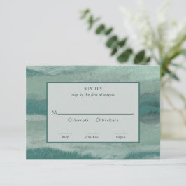 Aquamarine abstrakte Küste Chic Moderne Hochzeit RSVP Karte