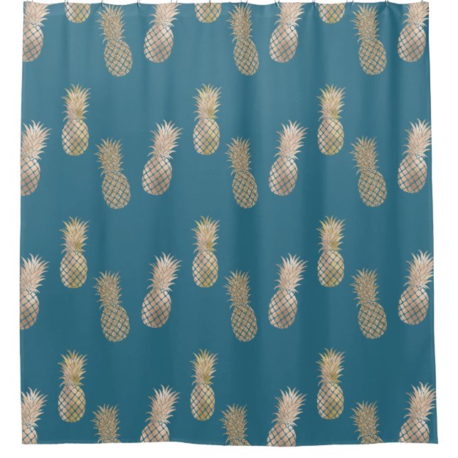Aquamarine Ananas Duschvorhang (Vorderseite)