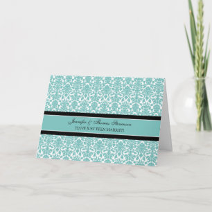 Aquamarine Announccard "Damask Just Married" Ankündigung
