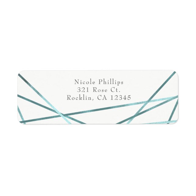 Aquamarine Aqua Modern Geometric Lines Party Einla (Vorne)