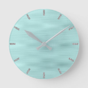 Aquamarine Aqua-silbernes Grau-minimale Runde Wanduhr
