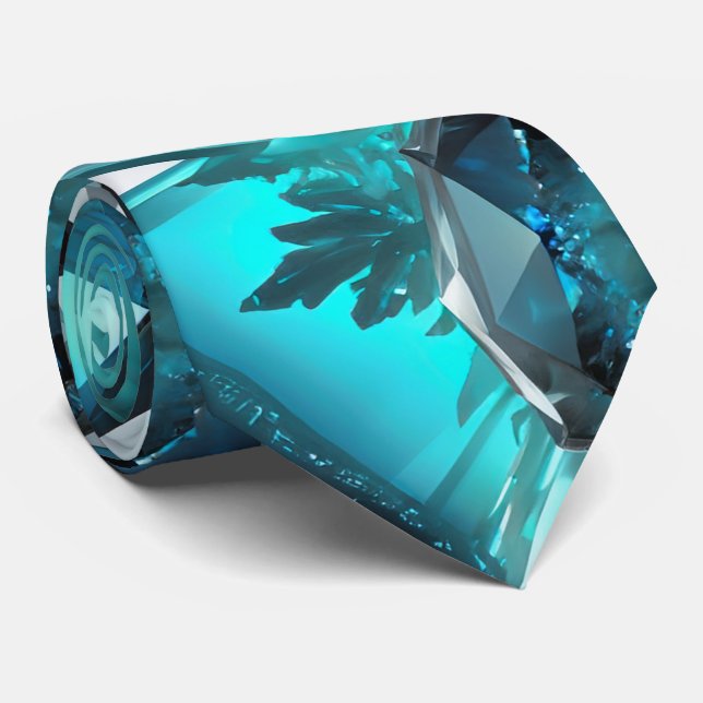 Aquamarine Aquamariner Edelstein Magie Krawatte (Gerollt)