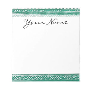 Aquamarine Aquarellfarbe Abstrakt Aztec Tribal Pri Notizblock
