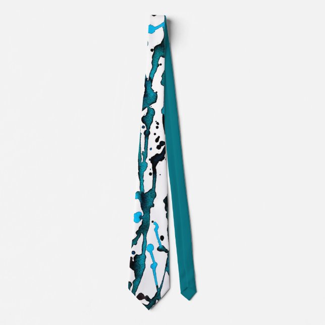 Aquamarine Aquarellfarbe Abstrakt Necktie Krawatte (Vorderseite)