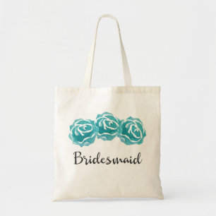 Aquamarine Aquarellfarben-Rose Bridesmaid Tragetasche