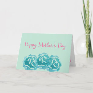 Aquamarine Aquarellfarben-Rose zum Muttertag Karte