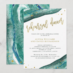 Aquamarine Aquarellfarben und Gold Geode Probe Din Einladung