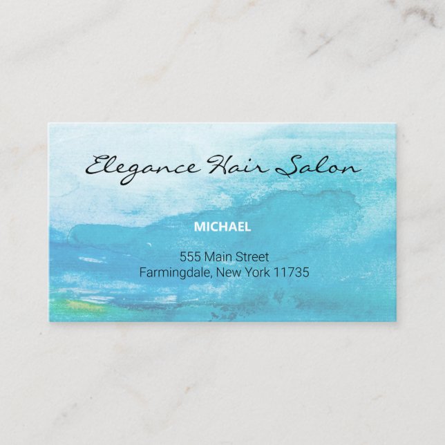 Aquamarine Aquarellseite Visitenkarte (Vorderseite)