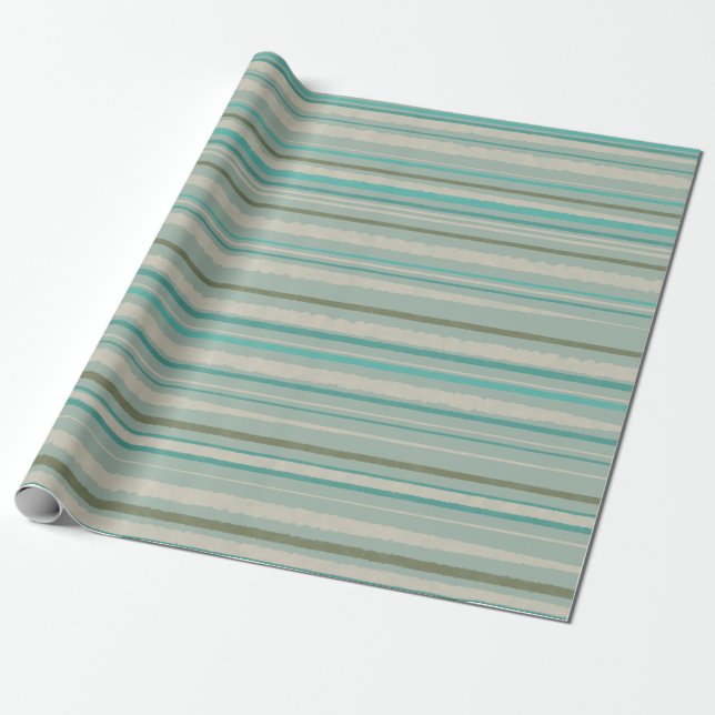 Aquamarine Aquarellstreifen, Celadon blau, Olivgrü Geschenkpapier (Ungerollt)
