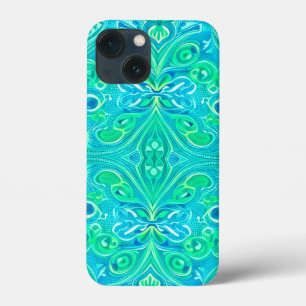 Aquamarine Arabesque Bohemisches Muster Case-Mate iPhone Hülle