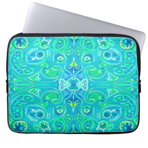 Aquamarine Arabesque Bohemisches Muster Laptopschutzhülle