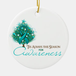 Aquamarine Band-Weihnachtsbewusstseins-Jahreszeit Keramikornament