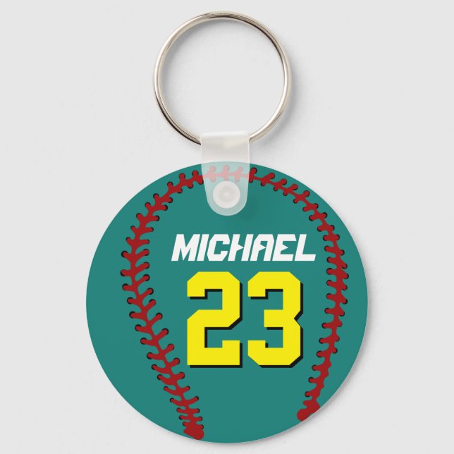 Aquamarine Baseball Keychain für Sportfans oder Sp Schlüsselanhänger (Vorderseite)