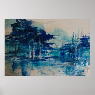 Aquamarine Baumstämme gesteppte Leinwände Poster