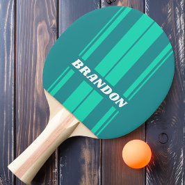 Aquamarine Beachbrett Streifen mit Namen Tischtennis Schläger