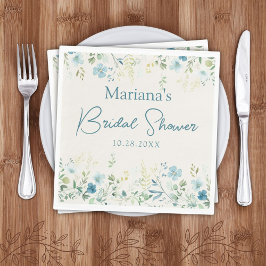 Aquamarine Beige Wildblumen Blumengebäck Brautpart Serviette