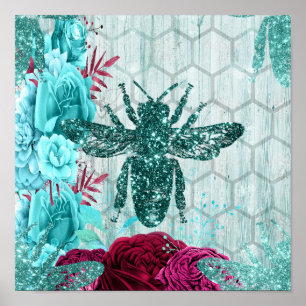 Aquamarine Biene Poster