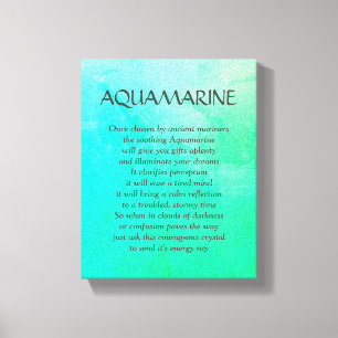 Aquamarine birthstone - Märzgedicht-Kunst-Leinwan Leinwanddruck