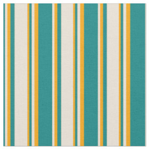 Aquamarine, Bisque und Orange Streifen Stoff
