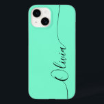 Aquamarine Black Elegant Calligrafy Script Name Case-Mate iPhone 14 Hülle<br><div class="desc">Aquamarine Elegant Black Kalligrafy Script Custom Personalisiert Name iPhone 14 Smart Phone Cases bietet ein modernes und trendige,  einfache und stilvolle Design mit Ihrem personalisierten Namen in eleganter Hand geschrieben Kalligraphie Skript Typografie auf einem aquamarinen Hintergrund. Entworfen von ©Evco Studio www.zazzle.com/store/evcostudio</div>