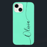 Aquamarine Black Elegant Calligrafy Script Name Case-Mate iPhone 14 Hülle<br><div class="desc">Aquamarine Elegant Black Kalligrafy Script Custom Personalisiert Name iPhone 14 Smart Phone Cases bietet ein modernes und trendige,  einfache und stilvolle Design mit Ihrem personalisierten Namen in eleganter Hand geschrieben Kalligraphie Skript Typografie auf einem aquamarinen Hintergrund. Entworfen von ©Evco Studio www.zazzle.com/store/evcostudio</div>