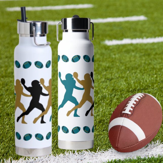 Aquamarine, Black & Gold Jaguars Football Player F Trinkflasche (Von Creator hochgeladen)