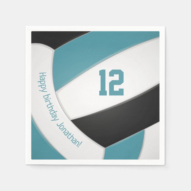 aquamarine Black Volleyball-Spieler Kinder zum Geb Serviette (Vorderseite)