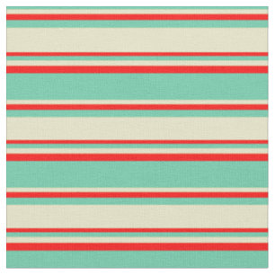 Aquamarine, blasses Goldenrod und rotes Muster Stoff