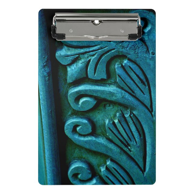 Aquamarine Blätter Mini Klemmbrett (Vorderseite)