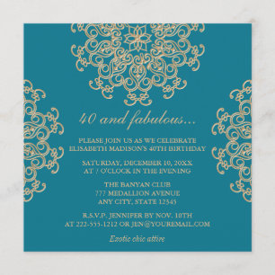 AQUAMARINE BLAU UND GOLD INDIAN BIRTHTAG EINLADUNG