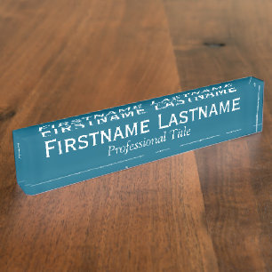 Aquamarine blau-weiße Bezeichnung und Berufliche  Namensplakette