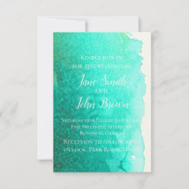 Aquamarine blaue Aquarell Hochzeit Einladung