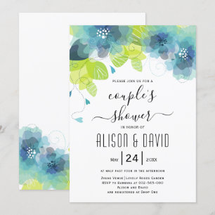Aquamarine blaue ätherische Blume Hochzeitspaare d Einladung