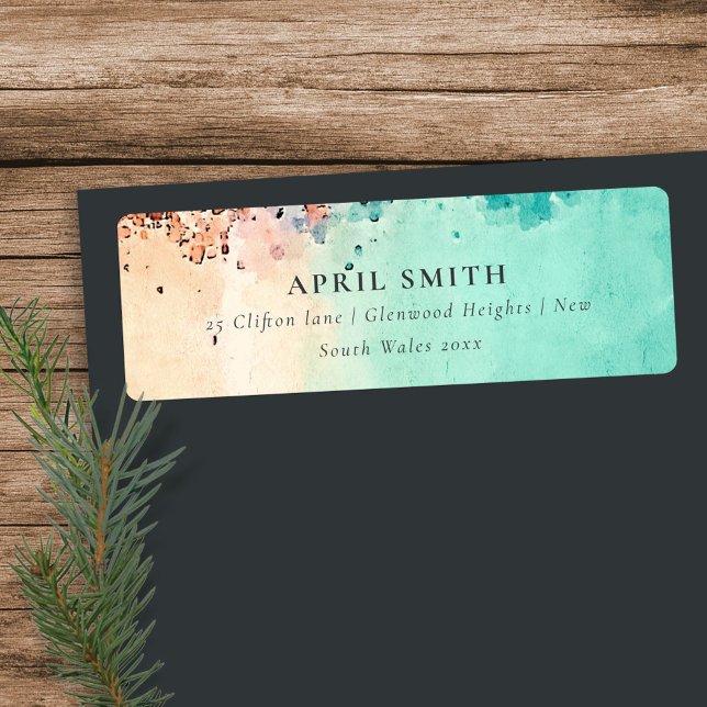 AQUAMARINE BLAUE BEACH SAND ROCK WATERCOLOR ADRESS (Von Creator hochgeladen)