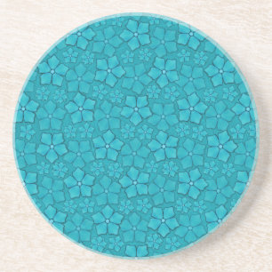Aquamarine blaue Blumen Sandstein Untersetzer