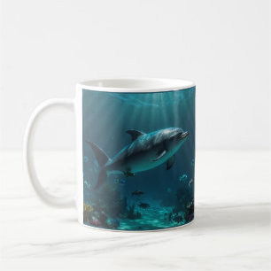 Aquamarine Blaue Dolphin-Szenen Kaffeetasse