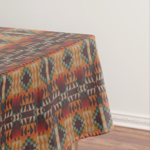 Aquamarine blaue Dunkelrot-Beige Braun-Orange Trib Tischdecke