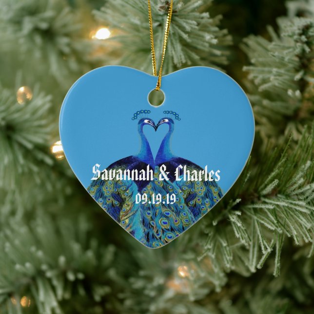 Aquamarine Blaue Friedenstruppen Küssen 1. Weihnac Keramikornament (Baum)