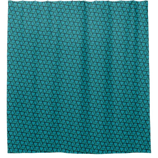 Aquamarine blaue Funkdreiecke Duschvorhang (Vorderseite)