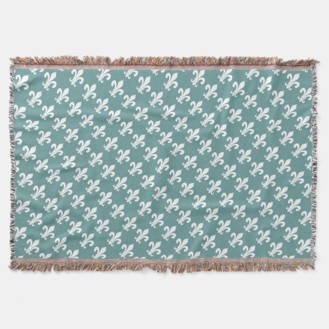 Aquamarine blaue Lilienmuster Throwdecke Decke (Vorderseite)