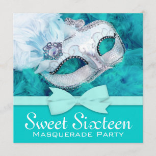 Aquamarine blaue Maskerade-Party Einladungen
